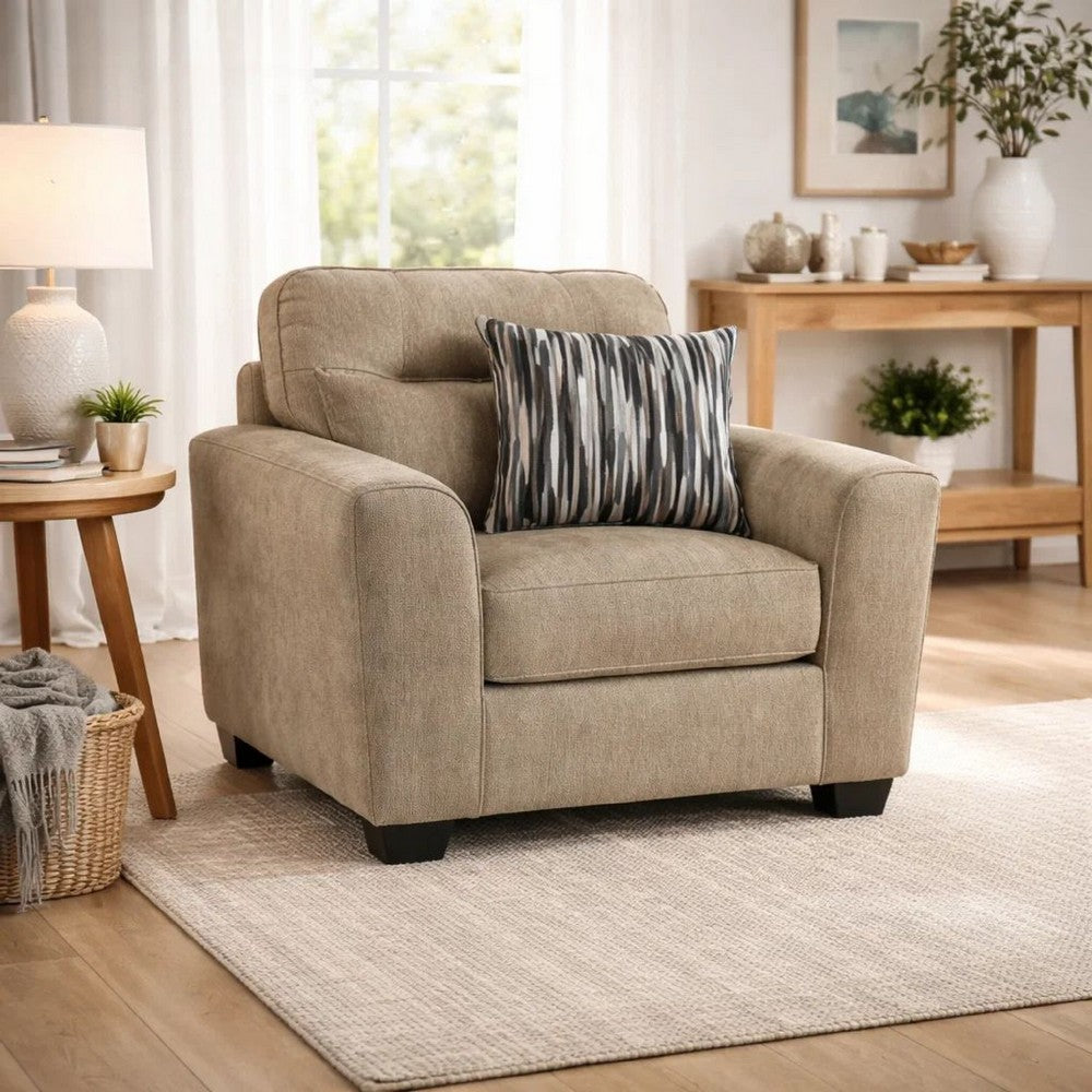 Oly Oversized Armchair w 1 Accent Pillow | Mocha Brown Polyester Seat