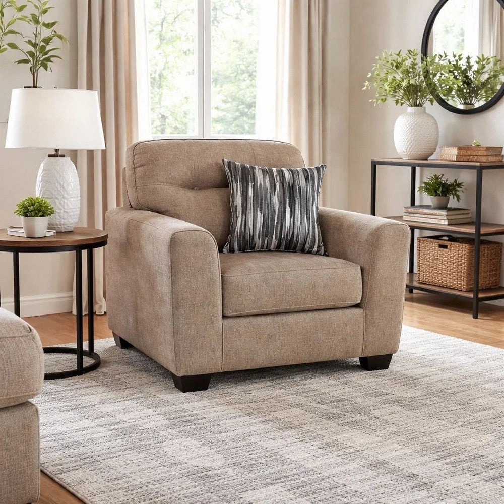 Oly Oversized Armchair w 1 Accent Pillow | Mocha Brown Polyester Seat