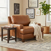 Sany Accent Armchair | Plush & Classic Amber Brown Leather Cushions