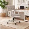 Lea Rolling Office Chair | Adjustable Height | Light Gray Tufted Open Back