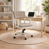 Lea Rolling Office Chair | Adjustable Height | Light Gray Tufted Open Back
