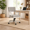 Lea Rolling Office Chair | Adjustable Height | Light Gray Tufted Open Back