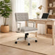 Lea Rolling Office Chair | Adjustable Height | Light Gray Tufted Open Back