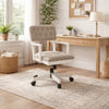 Lea Rolling Office Chair | Adjustable Height | Light Gray Tufted Open Back