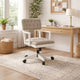 Lea Rolling Office Chair | Adjustable Height | Light Gray Tufted Open Back