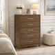 Cabal Tall Dresser Chest | 5 Drawers w Pewter Gray Handles | Light Brown
