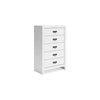 Feo Tall Dresser Chest | 5 Drawers w Dark Bronze Drop Handles | White