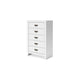 Feo Tall Dresser Chest | 5 Drawers w Dark Bronze Drop Handles | White
