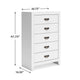 Feo Tall Dresser Chest | 5 Drawers w Dark Bronze Drop Handles | White