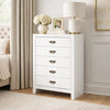 Feo Tall Dresser Chest | 5 Drawers w Dark Bronze Drop Handles | White