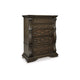 May Tall Dresser Chest | 5 Drawers w Antique Gold Knobs | Dark Brown
