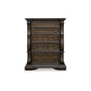 May Tall Dresser Chest | 5 Drawers w Antique Gold Knobs | Dark Brown