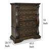 May Tall Dresser Chest | 5 Drawers w Antique Gold Knobs | Dark Brown