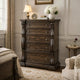 May Tall Dresser Chest | 5 Drawers w Antique Gold Knobs | Dark Brown
