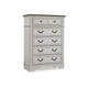 Bely Tall Dresser Chest | 5 Drawers | Chipped White | Farmhouse Brown Top