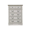 Bely Tall Dresser Chest | 5 Drawers | Chipped White | Farmhouse Brown Top