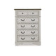 Bely Tall Dresser Chest | 5 Drawers | Chipped White | Farmhouse Brown Top