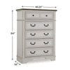 Bely Tall Dresser Chest | 5 Drawers | Chipped White | Farmhouse Brown Top