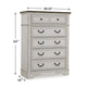 Bely Tall Dresser Chest | 5 Drawers | Chipped White | Farmhouse Brown Top