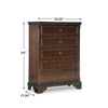 Trix Tall Dresser Chest | 5 Drawer Dark Bronze Knobs | Classic Cherry Brown