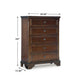 Trix Tall Dresser Chest | 5 Drawer Dark Bronze Knobs | Classic Cherry Brown