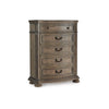 Arie Tall Dresser Chest | 5 Drawers w Aged Bronze Handles | Light Brown