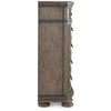 Arie Tall Dresser Chest | 5 Drawers w Aged Bronze Handles | Light Brown