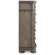 Arie Tall Dresser Chest | 5 Drawers w Aged Bronze Handles | Light Brown