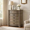 Arie Tall Dresser Chest | 5 Drawers w Aged Bronze Handles | Light Brown