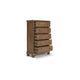 Fedz Tall Dresser Chest | 5 Drawers w Pewter Gray Knobs | Chestnut Brown