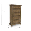 Fedz Tall Dresser Chest | 5 Drawers w Pewter Gray Knobs | Chestnut Brown