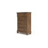 Fedz Tall Dresser Chest | 5 Drawers w Pewter Gray Knobs | Chestnut Brown