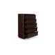 Dely Tall Dresser Chest | 5 Drawers | Black Metal Rail Handles | Dark Brown
