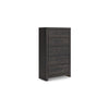 Hez Modern Tall Dresser Chest | 5 Drawers | Charcoal Gray Wood Finish