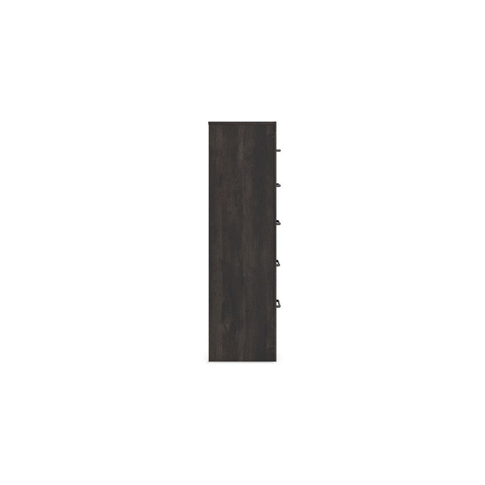 Hez Modern Tall Dresser Chest | 5 Drawers | Charcoal Gray Wood Finish