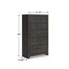 Hez Modern Tall Dresser Chest | 5 Drawers | Charcoal Gray Wood Finish