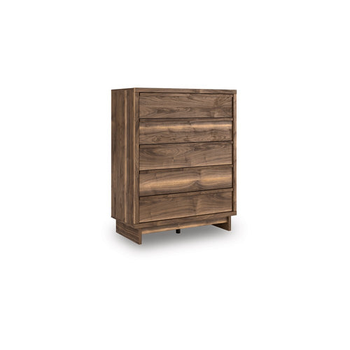 Lina Tall Dresser Chest | 5 Drawers w Integrated Handles | Natural Brown
