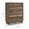 Lina Tall Dresser Chest | 5 Drawers w Integrated Handles | Natural Brown