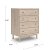 Rox Tall Dresser Chest | 4 Drawers w Black Metal Knobs | Tan Brown