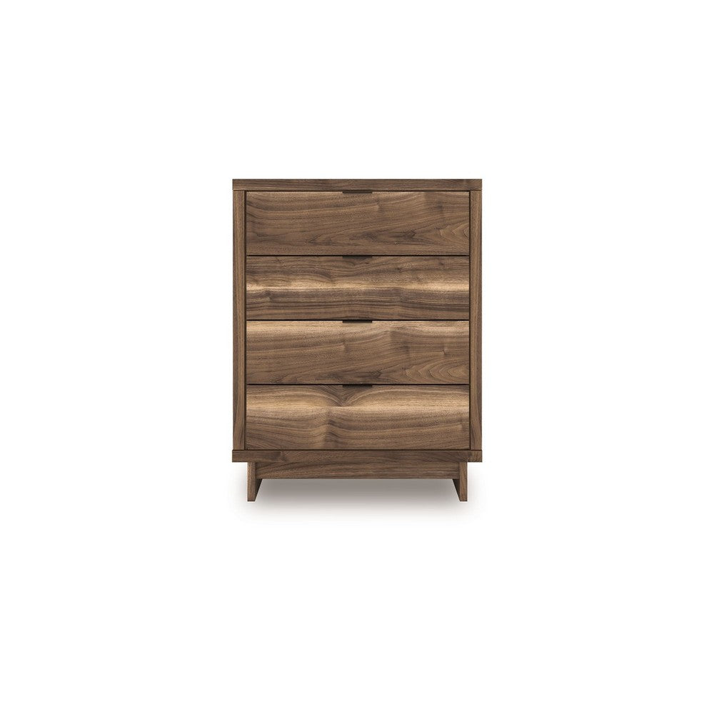 Lina Tall Dresser Chest | 4 Drawers Integrated Pulls | Natural Wood Brown