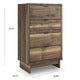 Lina Tall Dresser Chest | 4 Drawers Integrated Pulls | Natural Wood Brown