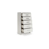 Zura Tall Dresser Chest | 5 Drawers w Modern Chrome Handles | Matte White