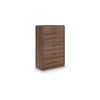 Fery Tall Dresser Chest | 5 Drawers w Black Metal Handles | Walnut Brown