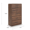 Fery Tall Dresser Chest | 5 Drawers w Black Metal Handles | Walnut Brown