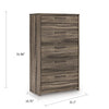Eli Tall Dresser Chest | 5 Drawers w Long Handles | Weathered Wood Brown