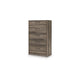 Eli Tall Dresser Chest | 5 Drawers w Long Handles | Weathered Wood Brown