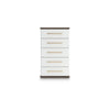 Keny Tall Dresser Chest | 5 Drawers w Gold Metal Handles | Brown & White