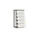 Keny Tall Dresser Chest | 5 Drawers w Gold Metal Handles | Brown & White