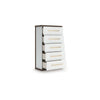 Keny Tall Dresser Chest | 5 Drawers w Gold Metal Handles | Brown & White