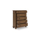 Rowy Tall Dresser Chest | 5 Drawers Pewter Gray Handles | Classic Brown
